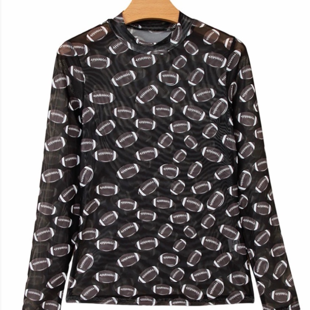 New women’s football long sleeve sheer top